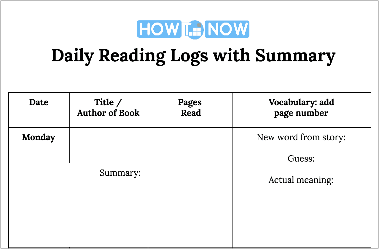 reading log template: how to maintain your book log in google docs